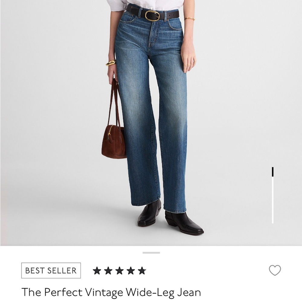 NEW - Madewell Perfect Vintage Wide-Leg Jeans - Harvey wash